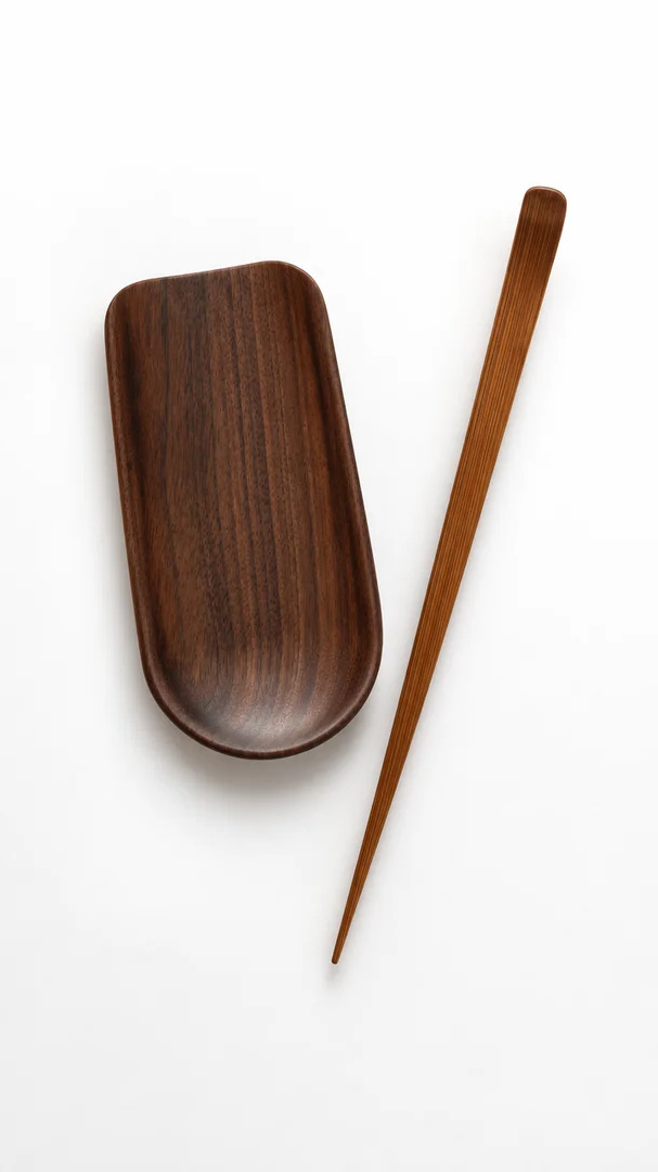 Black Walnut Cha He (Tea Presenter) with Tea Needle