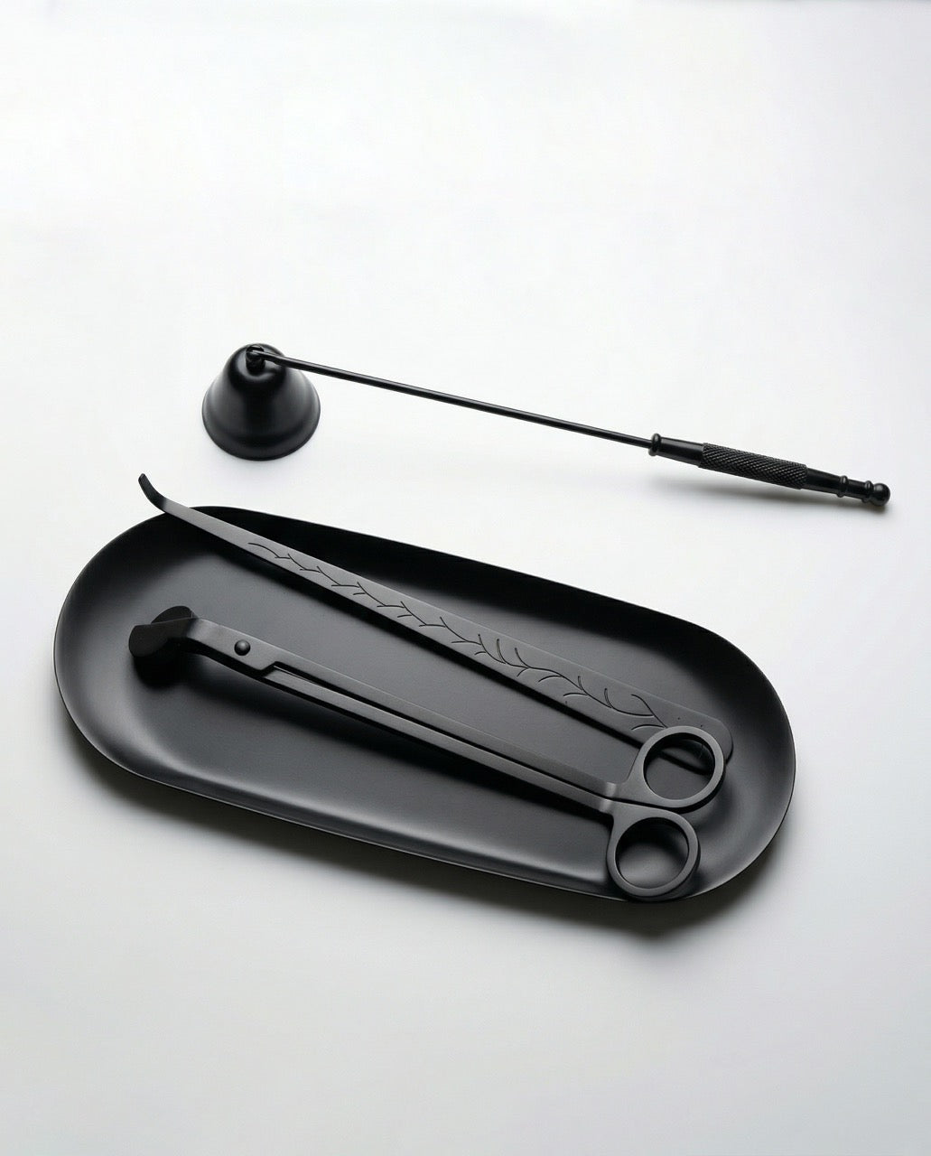 Premium 4-Piece Matte Black Candle Accessory Set