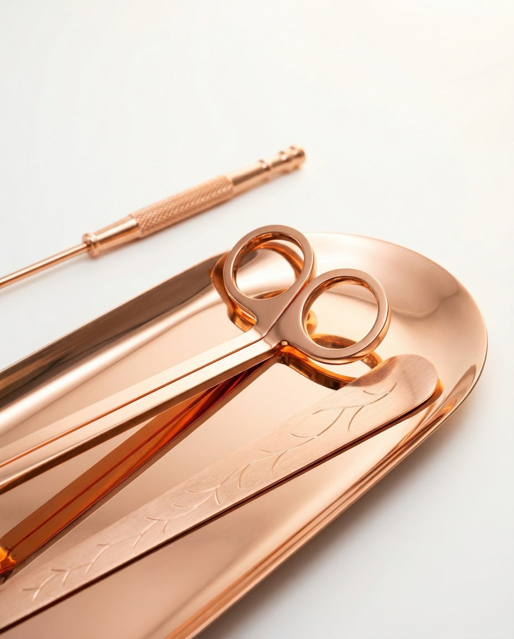 Premium 4-Piece Rose Gold Candle Accessory Set