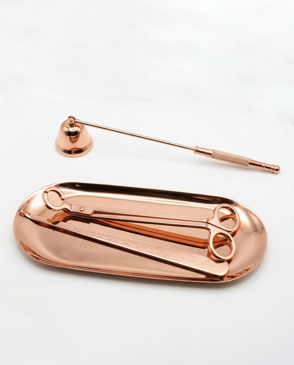 Premium 4-Piece Rose Gold Candle Accessory Set