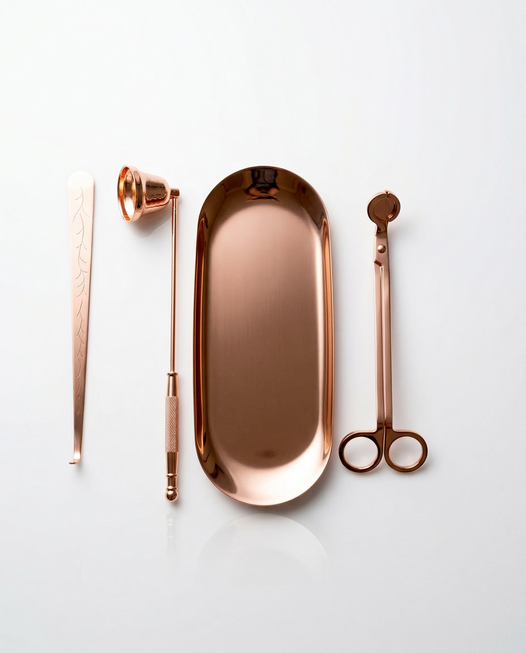 Premium 4-Piece Rose Gold Candle Accessory Set