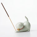 Ceramic White Cat Incense Stick Holder
