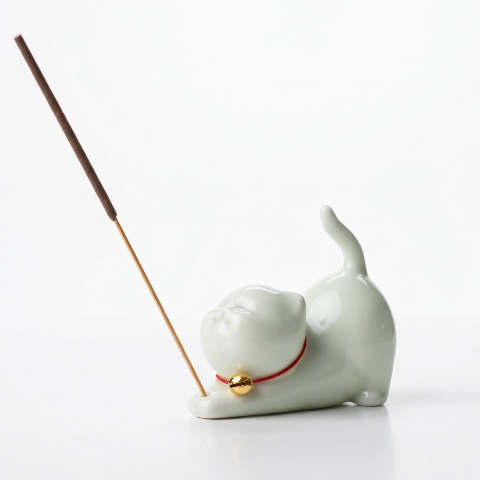 Ceramic White Cat Incense Stick Holder