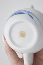 Blue and White Gilt Carp Porcelain Gongfu Tea Pot with Gold Detail, 230ml