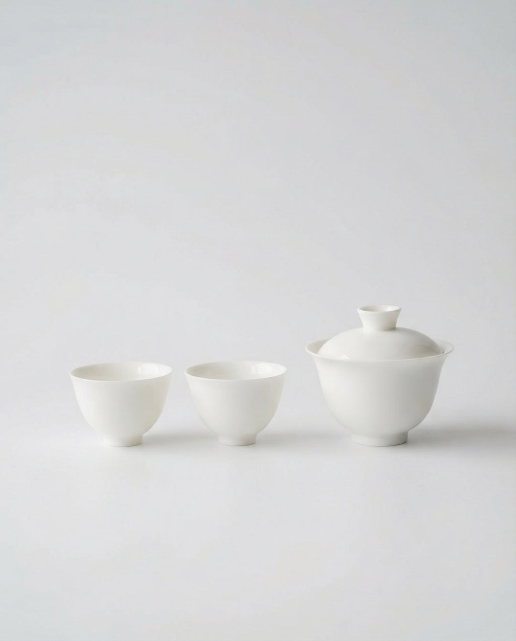 White Classic Three-Piece Porcelain Gaiwan, 100 ml