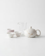 Gongfu Tea Set with White Porcelain Teapot - 180 ml (4 Cups + Fairness Pitcher)