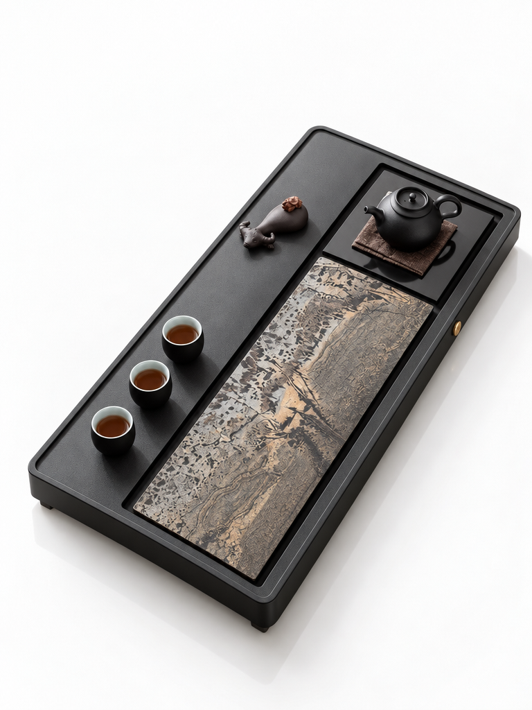 Natural Guohua Stone Gong Fu Tea Tray with Drainage
