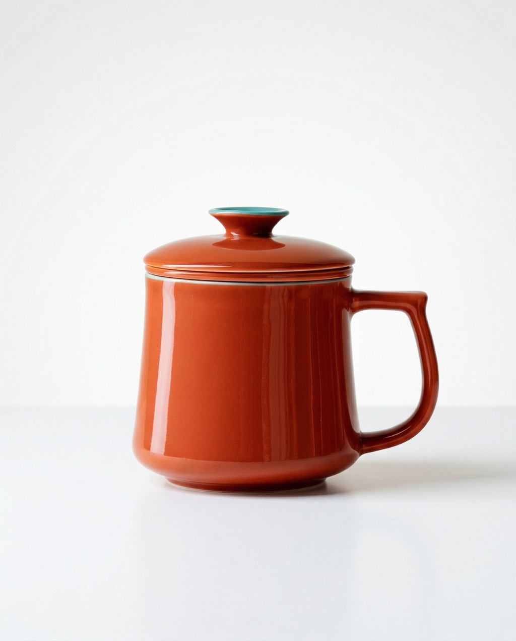 Japanese Style Ceramic Tea Mug with Infuser & Lid – Burnt Orange 300 ml