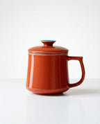 Japanese Style Ceramic Tea Mug with Infuser & Lid – Burnt Orange 300 ml