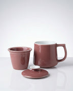 Japanese Style Ceramic Tea Mug with Infuser & Lid – Dusty Rose 300 ml