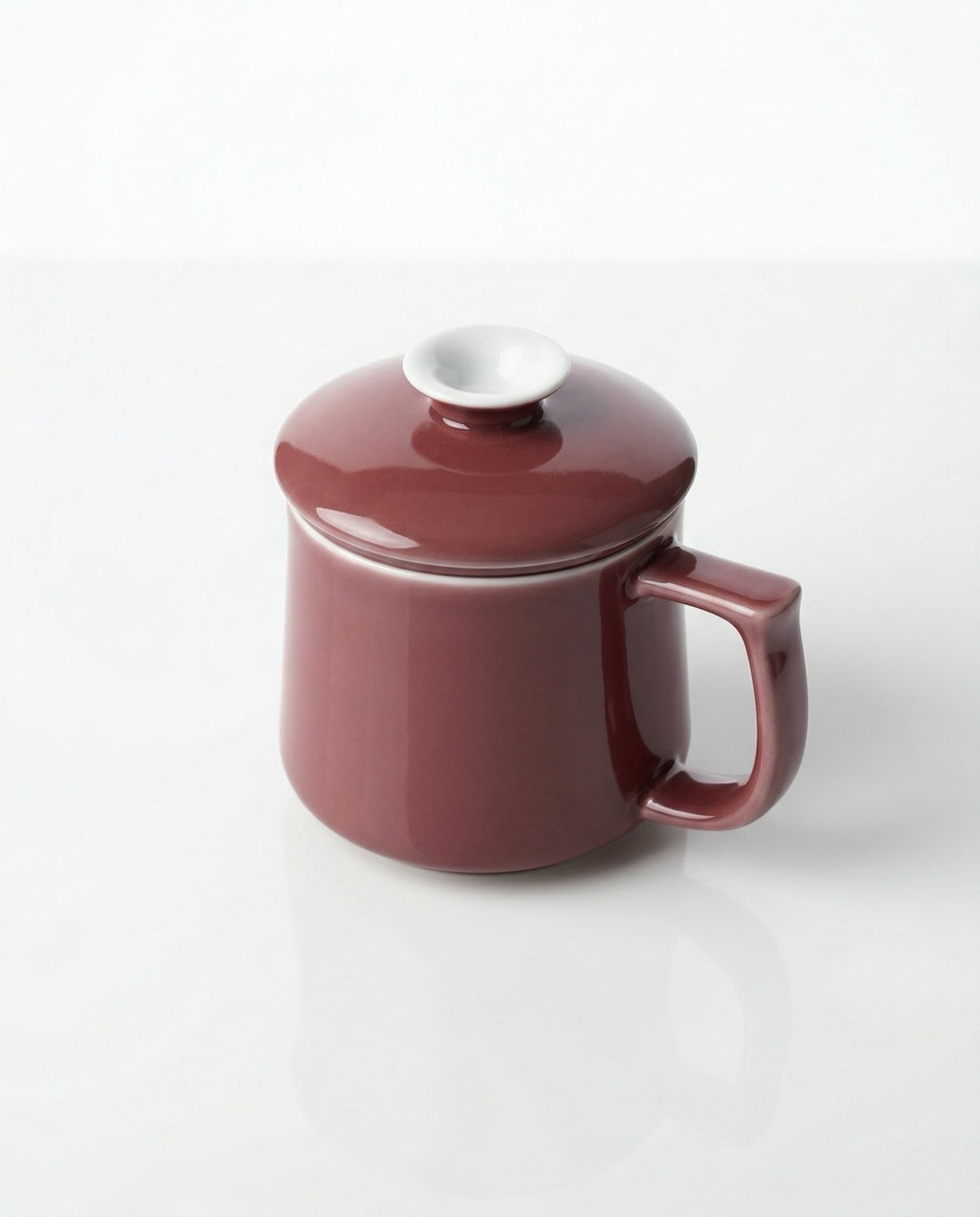 Japanese Style Ceramic Tea Mug with Infuser & Lid – Dusty Rose 300 ml