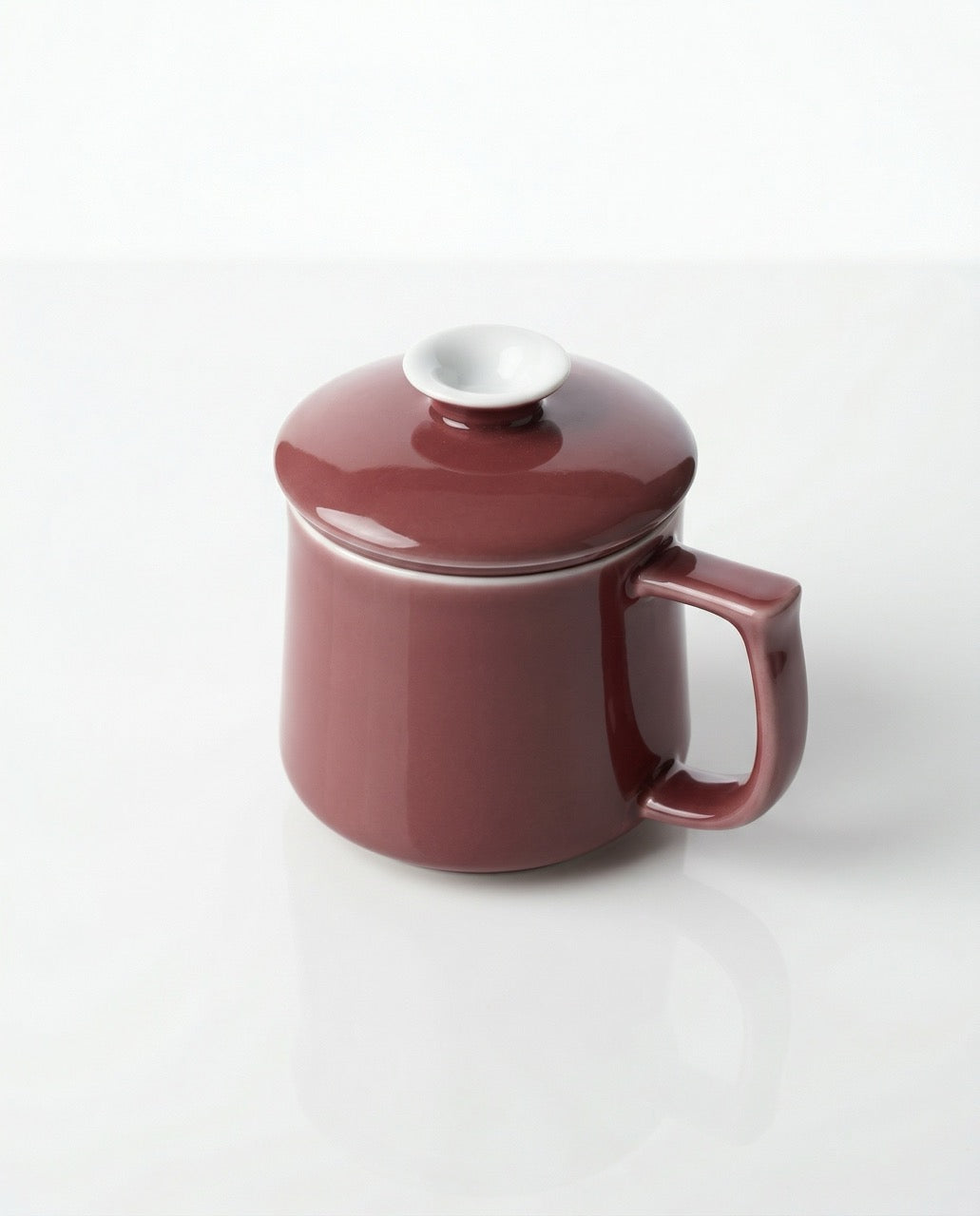 Japanese Style Ceramic Tea Mug with Infuser & Lid – Dusty Rose 300 ml