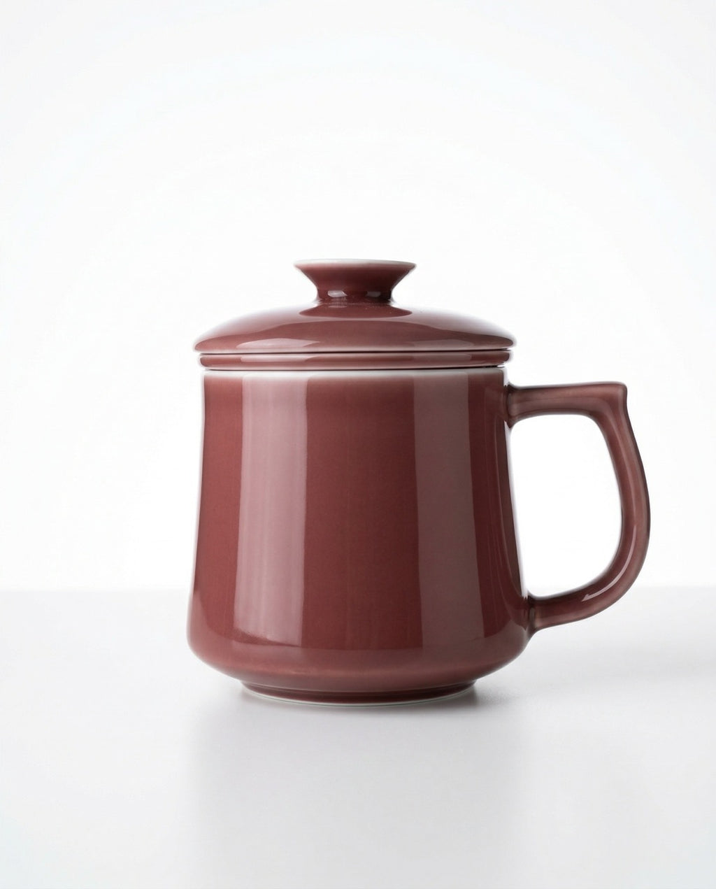 Japanese Style Ceramic Tea Mug with Infuser & Lid – Dusty Rose 300 ml