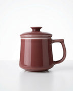 Japanese Style Ceramic Tea Mug with Infuser & Lid – Dusty Rose 300 ml