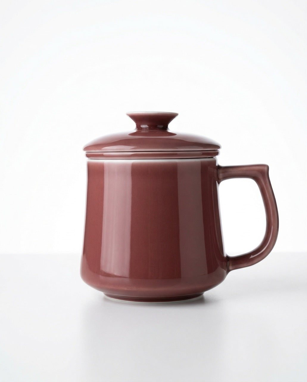Japanese Style Ceramic Tea Mug with Infuser & Lid – Dusty Rose 300 ml