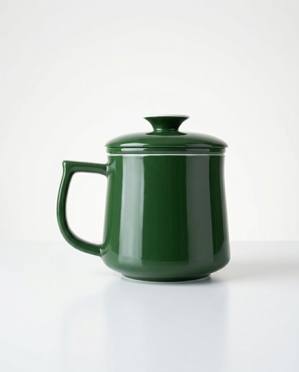 Japanese Style Ceramic Tea Mug with Infuser & Lid – Emerald Green 300 ml