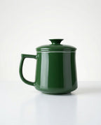 Japanese Style Ceramic Tea Mug with Infuser & Lid – Emerald Green 300 ml