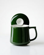 Japanese Style Ceramic Tea Mug with Infuser & Lid – Emerald Green 300 ml