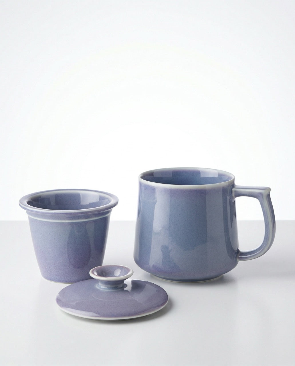 Japanese Style Ceramic Tea Mug with Infuser & Lid – Lilac 300 ml