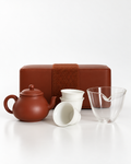 Travel Tea Set: 100ml Jianliu Yixing Tea Pot, 3 Tasting Cups, Glass Fairness Cup, Travel Case