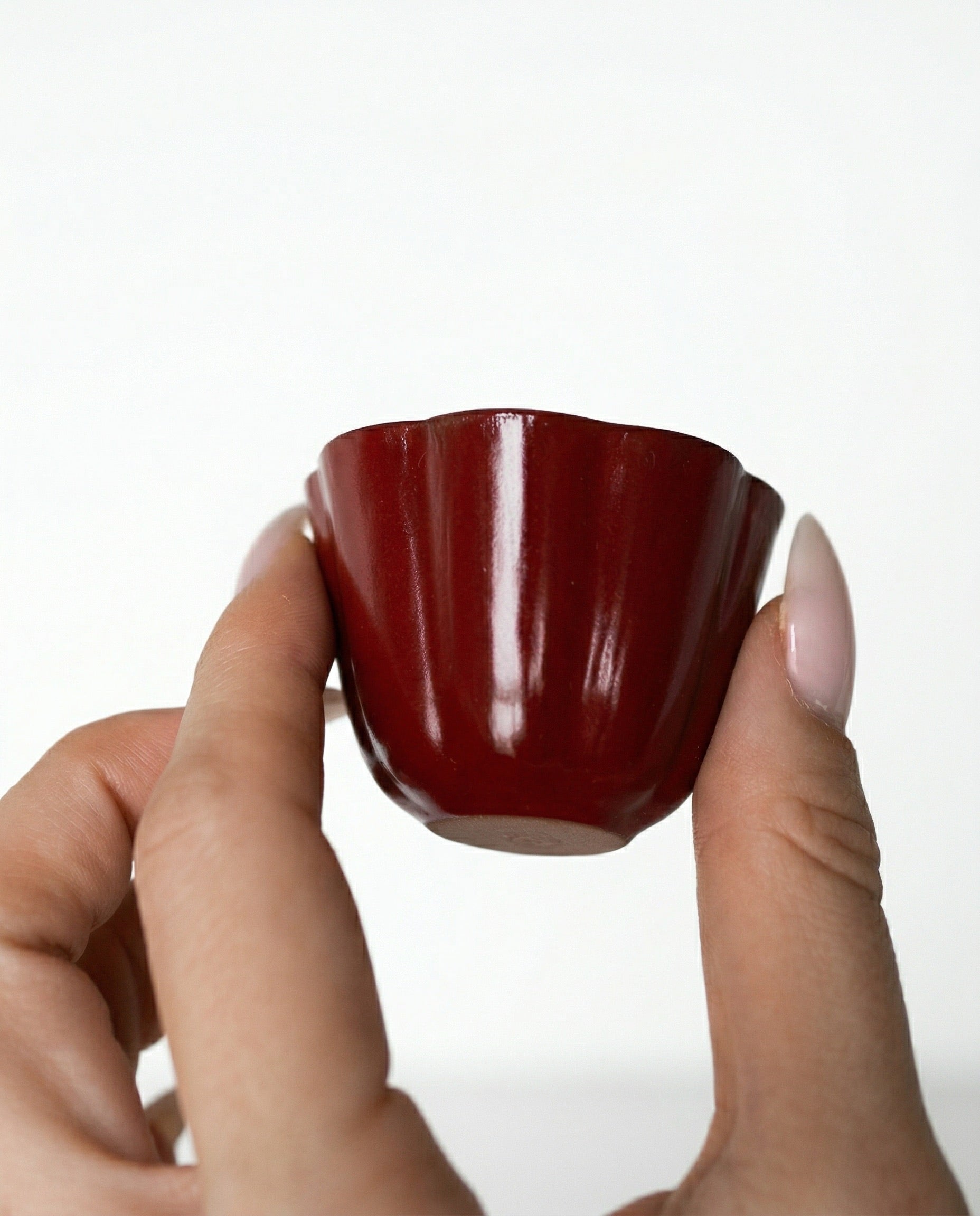 Silver-Clad Lacquered Set -  120 ml Red Xindan Teapot and 4 cups, 35 ml