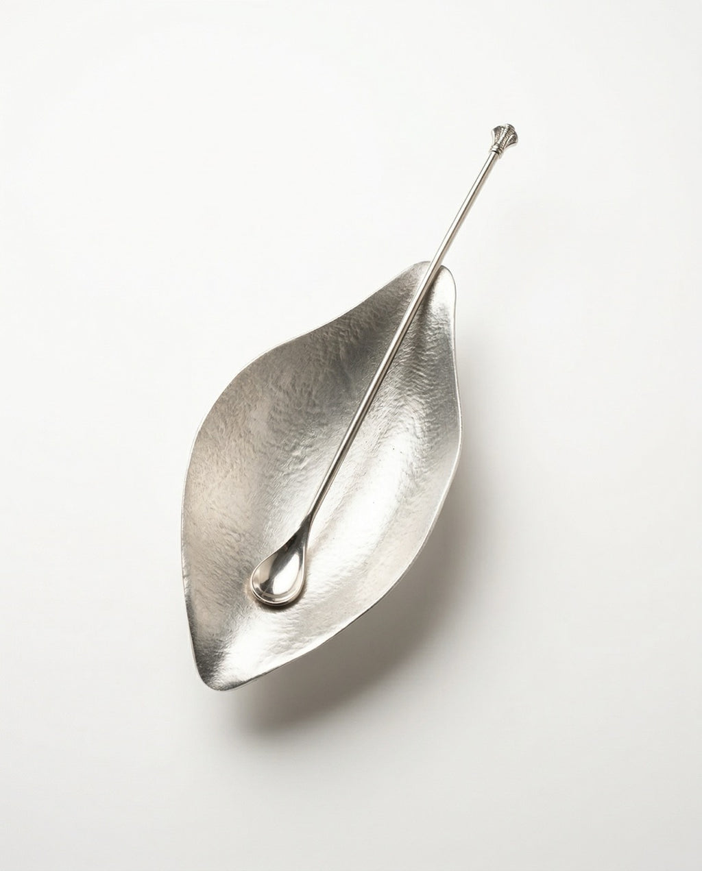 Silver Lotus Leaf Cha He (Tea Presenter) with Tea Needle