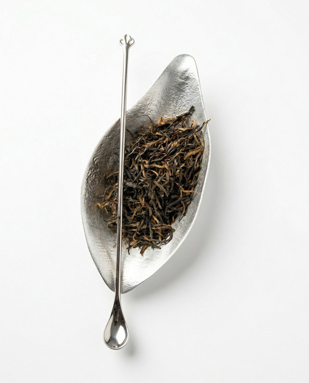 Silver Lotus Leaf Cha He (Tea Presenter) with Tea Needle