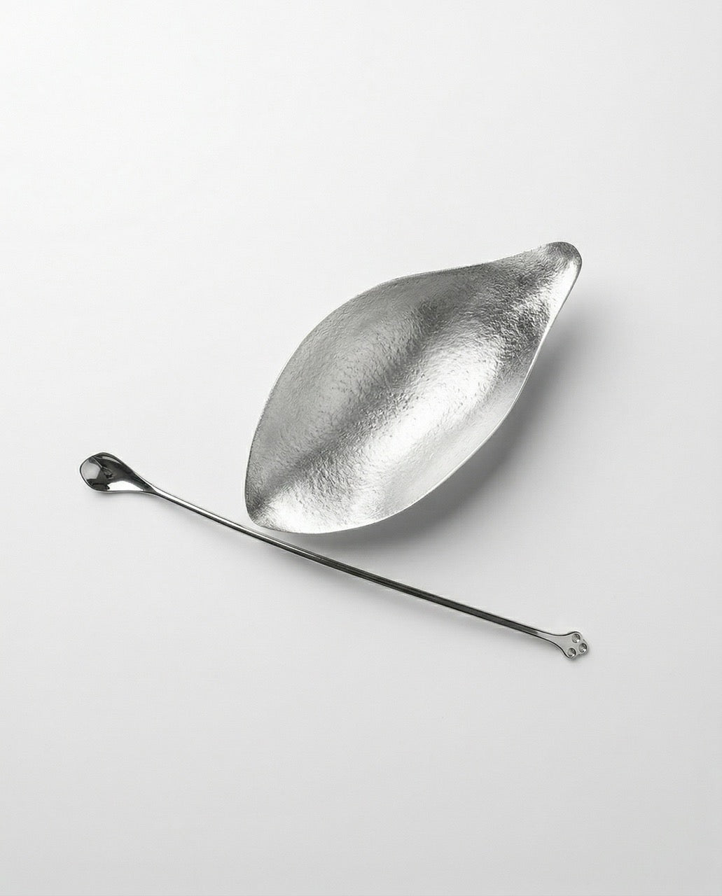 Silver Lotus Leaf Cha He (Tea Presenter) with Tea Needle