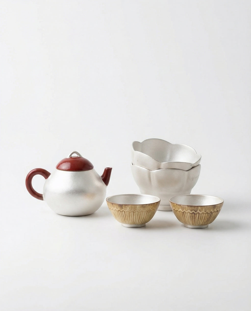 Lao Yanni Clay Tea Cup with Silver Lining, 30ml