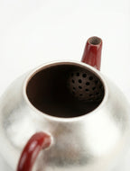 Silver-Clad Lacquered Set -  120 ml Red Xindan Teapot and 4 cups, 35 ml