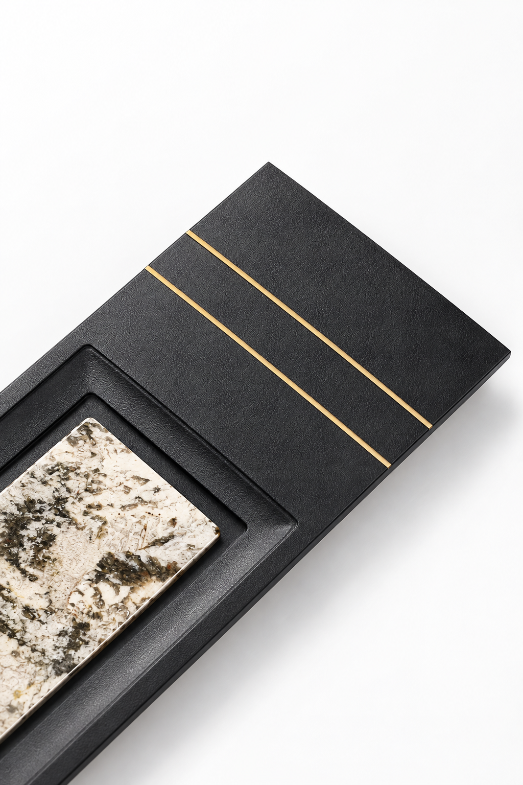 Stone Gong Fu Tea Tray with Brass Inlay