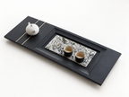 Stone Gong Fu Tea Tray with Brass Inlay