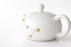 White Porcelain Gonfu Matte Teapot with Gold Floral Design, 180 ml