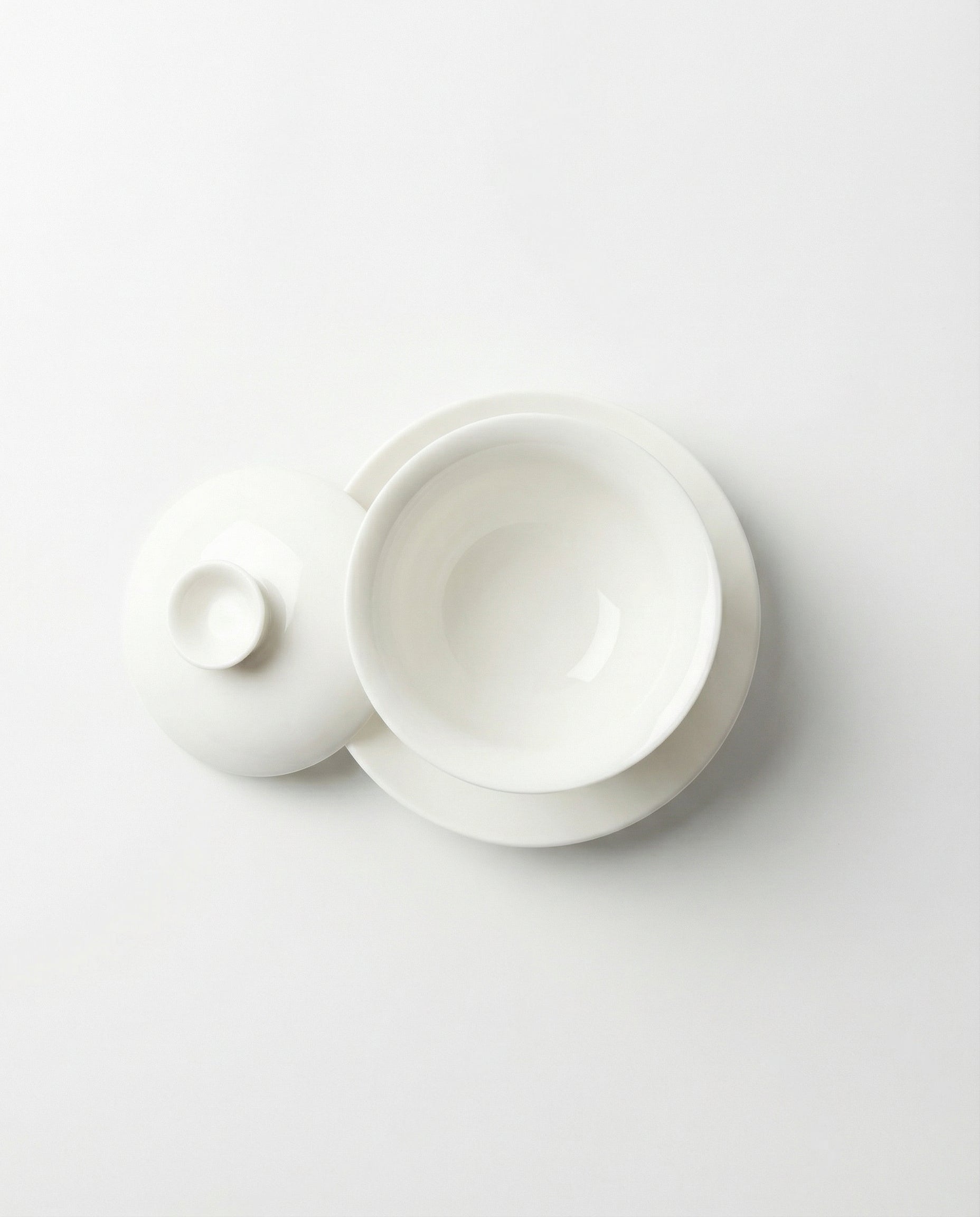 White Classic Three-Piece Porcelain Gaiwan, 100 ml