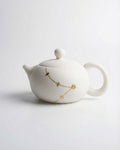 White Porcelain Gonfu Matte Teapot with Gold Floral Design, 180 ml