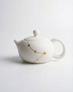 White Porcelain Gonfu Matte Teapot with Gold Floral Design, 180 ml