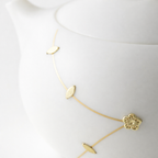 White Porcelain Gonfu Matte Teapot with Gold Floral Design, 180 ml