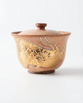 Wood-Fired Chai Burned Gaiwan with Koi Fish with Golden Detailing, 150ml