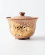 Wood-Fired Chai Burned Gaiwan with Koi Fish with Golden Detailing, 150ml