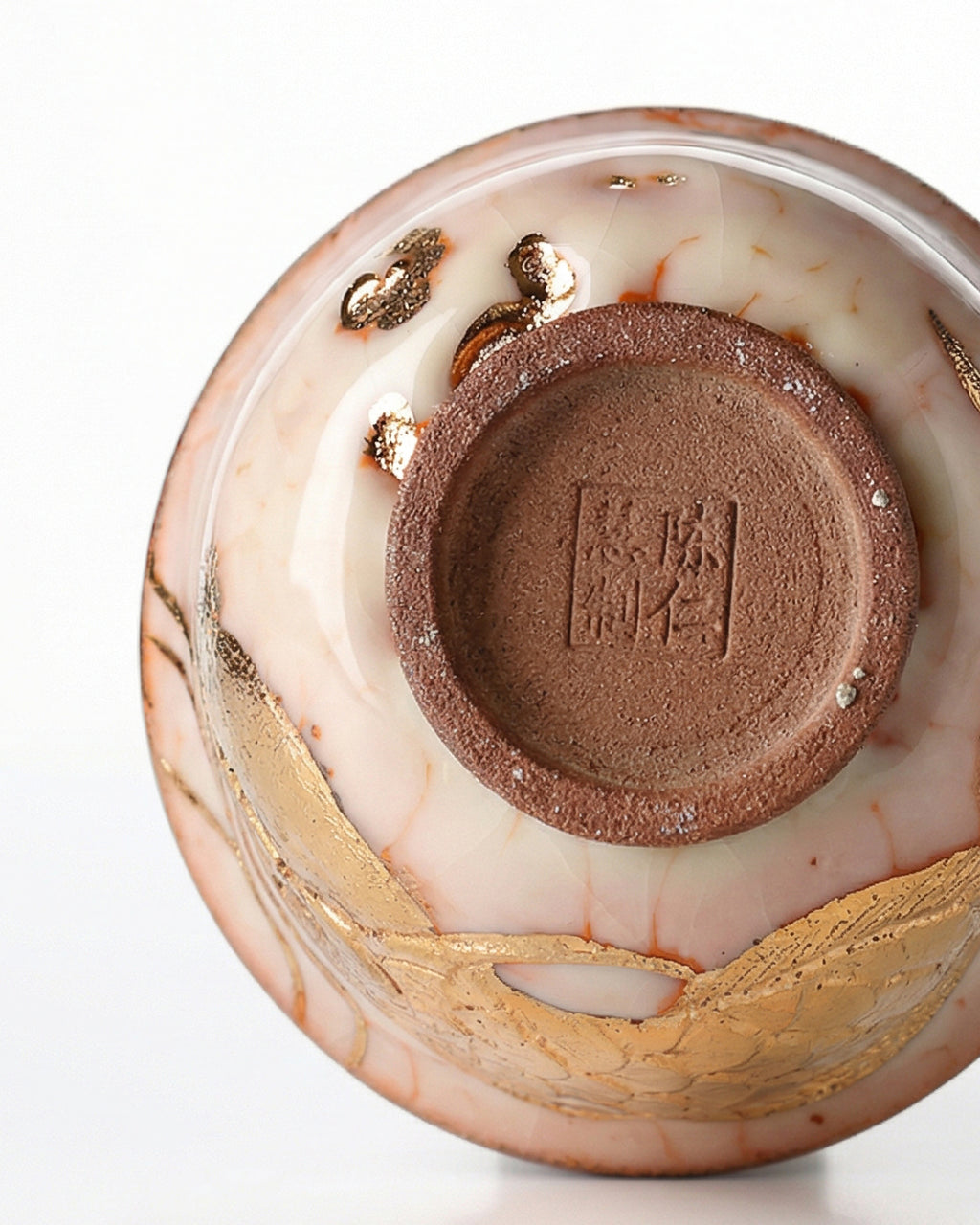 Wood-Fired Chai Burned Gaiwan with Koi Fish with Golden Detailing, 150ml