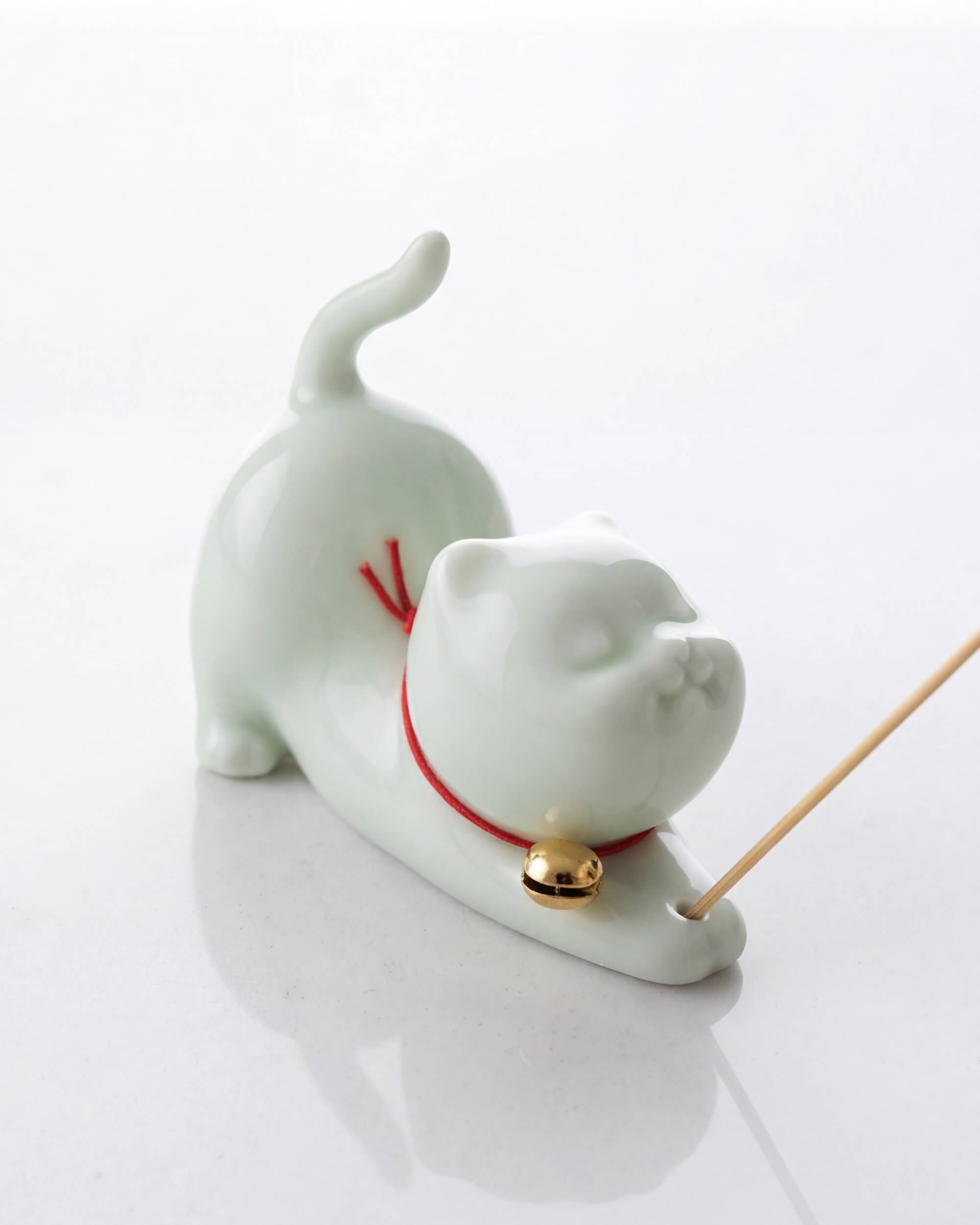 Ceramic White Cat Incense Stick Holder