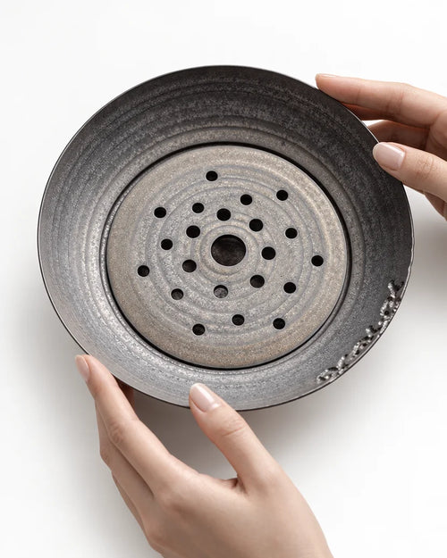 Coarse Stoneware Ceramic Tea Tray with Water Reservoir