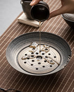 Coarse Stoneware Ceramic Tea Tray with Water Reservoir