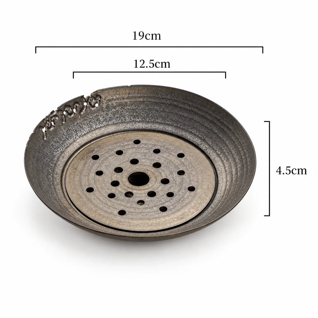 Coarse Stoneware Ceramic Tea Tray with Water Reservoir