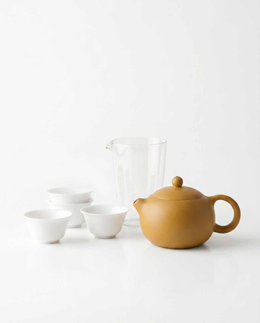 Gongfu Tea Set with Yixing Yellow Clay Xishi-Style Teapot - 220 ml (4 Cups + Fairness Pitcher)